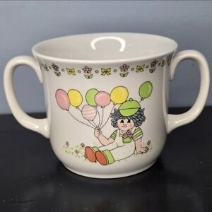 Vintage Lefton China mug featuring a child character and balloons w Foil Sticker